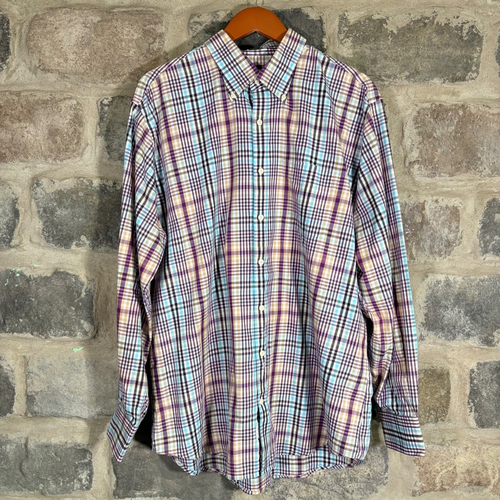 Peter‎ Millar Men's Extra Large Plaid Button Down Shirt Long Sleeve 100% Cotton